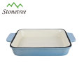 33x23cm Large Ovenproof Enamel Cast iron Baking Dish/Pan/Tray for Oven